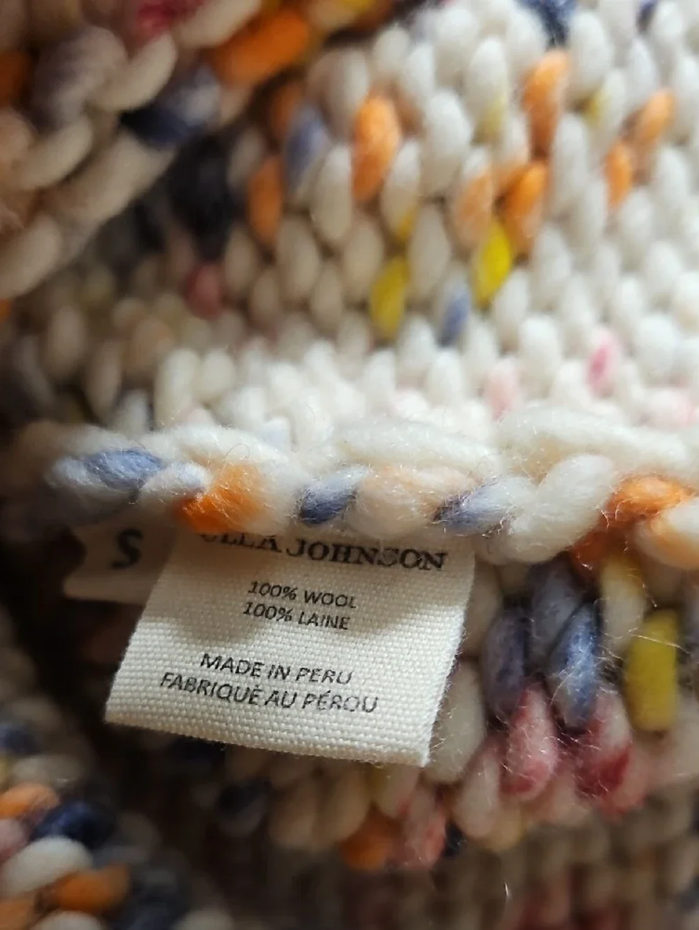 Ulla Johnson White Multicolor Speckled Wool Sweater Top